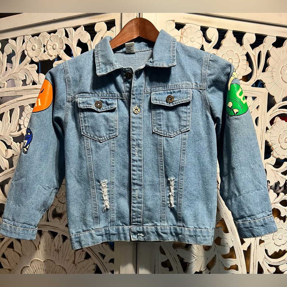 Kids Blue Denim Jacket I love NY M&M